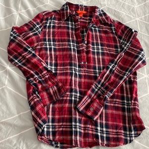 Joe Fresh womens plaid shirt half button size S